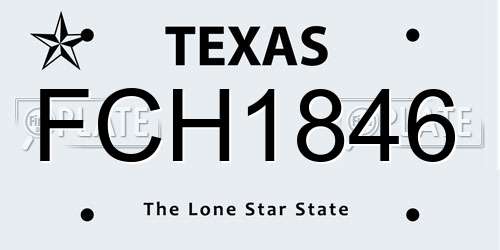 FCH1846 Texas License Plate