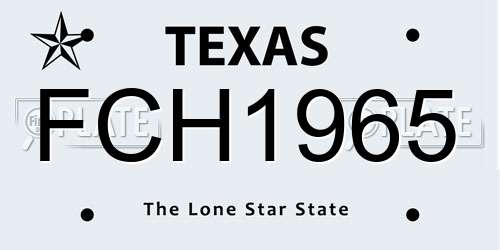 FCH1965 Texas License Plate