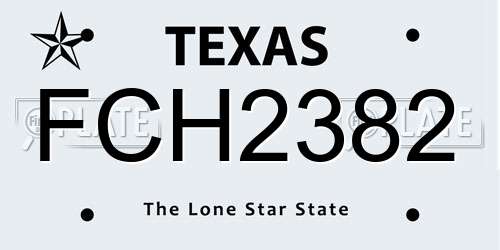 FCH2382 Texas License Plate