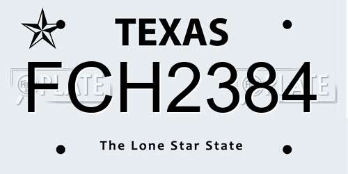 FCH2384 Texas License Plate
