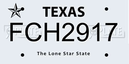 FCH2917 Texas License Plate