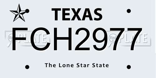 FCH2977 Texas License Plate