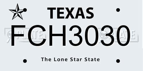 FCH3030 Texas License Plate