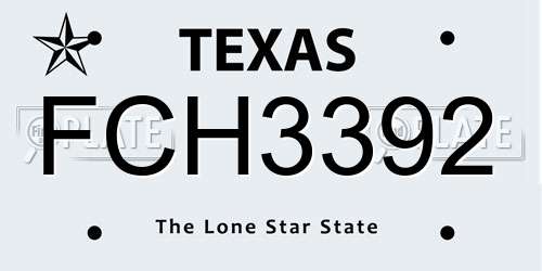 FCH3392 Texas License Plate