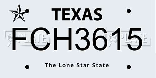 FCH3615 Texas License Plate