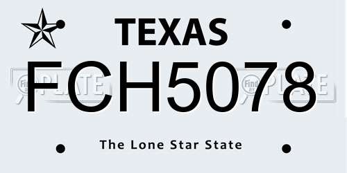 FCH5078 Texas License Plate