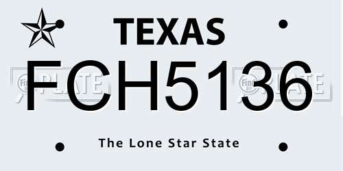 FCH5136 Texas License Plate