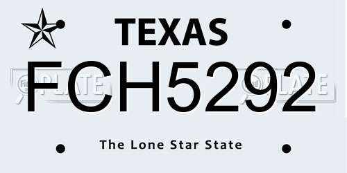 FCH5292 Texas License Plate