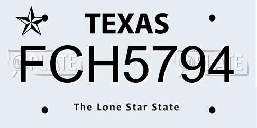FCH5794 Texas License Plate
