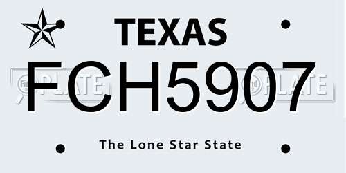 FCH5907 Texas License Plate