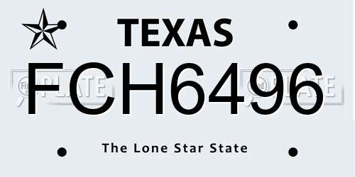 FCH6496 Texas License Plate