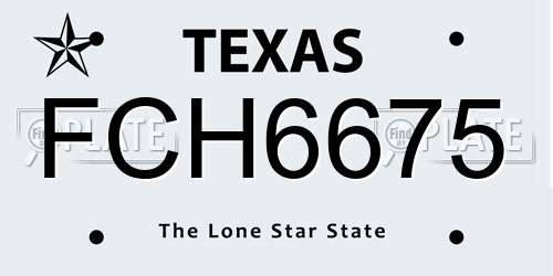 FCH6675 Texas License Plate