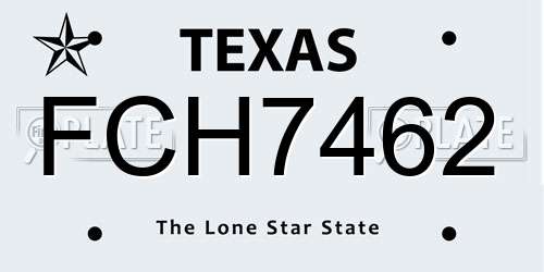 FCH7462 Texas License Plate