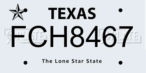 FCH8467 Texas License Plate