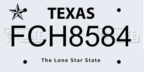 FCH8584 Texas License Plate
