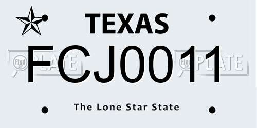 FCJ0011 Texas License Plate