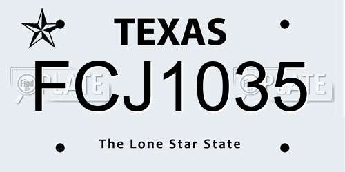 FCJ1035 Texas License Plate