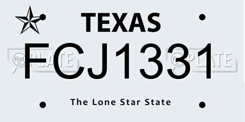 FCJ1331 Texas License Plate