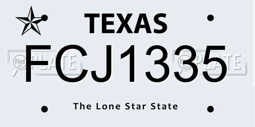 FCJ1335 Texas License Plate
