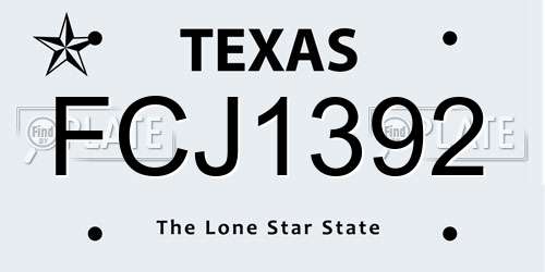 FCJ1392 Texas License Plate