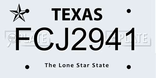 FCJ2941 Texas License Plate