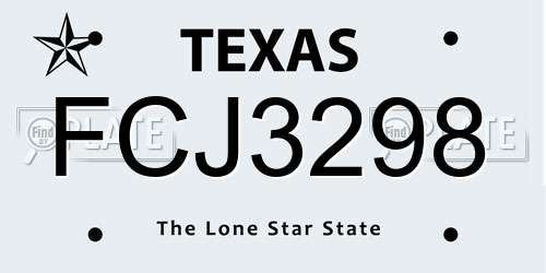 FCJ3298 Texas License Plate
