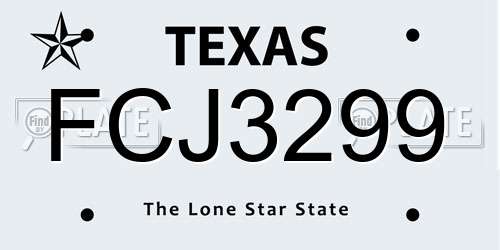 FCJ3299 Texas License Plate
