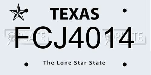FCJ4014 Texas License Plate