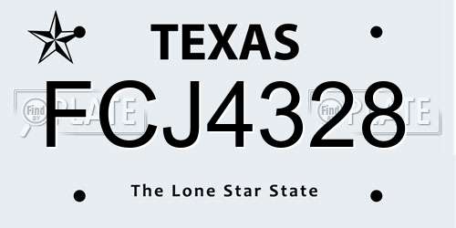 FCJ4328 Texas License Plate