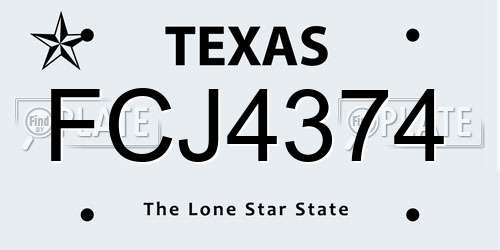 FCJ4374 Texas License Plate