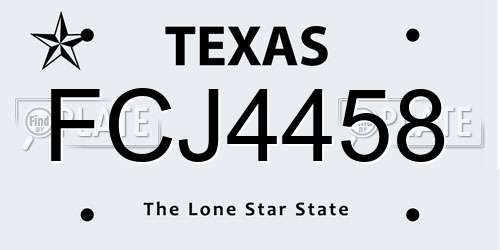 FCJ4458 Texas License Plate