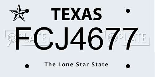 FCJ4677 Texas License Plate