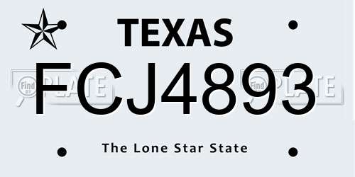 FCJ4893 Texas License Plate