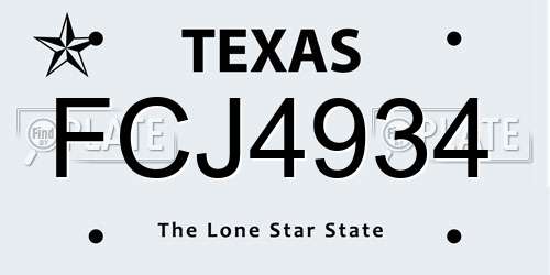 FCJ4934 Texas License Plate