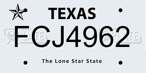 FCJ4962 Texas License Plate