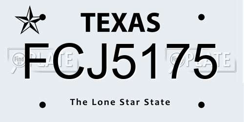 FCJ5175 Texas License Plate