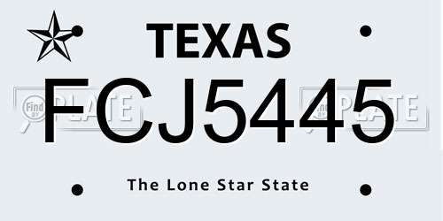 FCJ5445 Texas License Plate