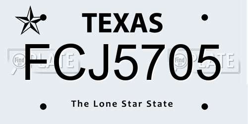 FCJ5705 Texas License Plate
