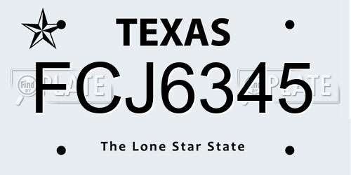 FCJ6345 Texas License Plate