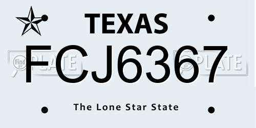 FCJ6367 Texas License Plate