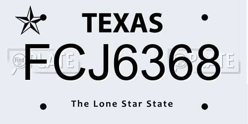 FCJ6368 Texas License Plate
