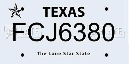 FCJ6380 Texas License Plate