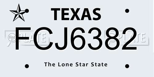 FCJ6382 Texas License Plate