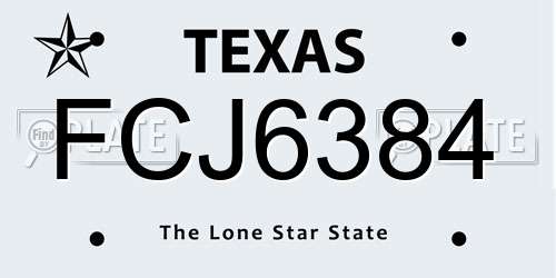 FCJ6384 Texas License Plate