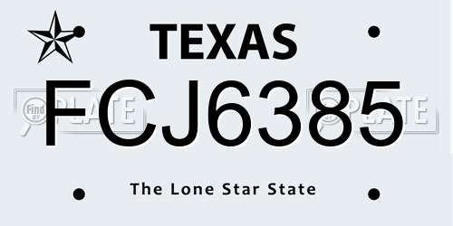 FCJ6385 Texas License Plate