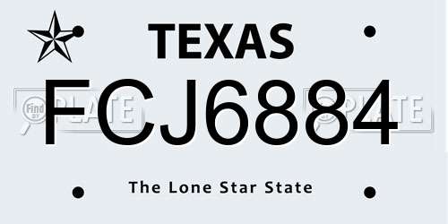 FCJ6884 Texas License Plate