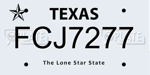 FCJ7277 Texas License Plate