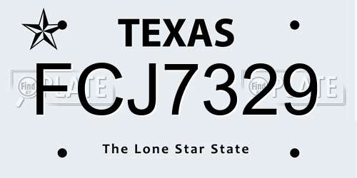 FCJ7329 Texas License Plate