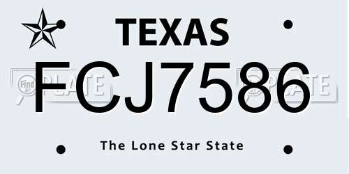 FCJ7586 Texas License Plate