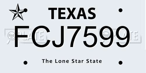 FCJ7599 Texas License Plate